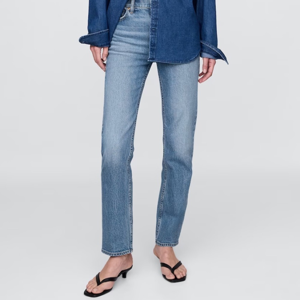 H&M Straight Leg Denim Jeans in Medium Wash